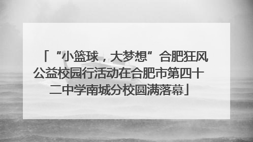 “小篮球，大梦想”合肥狂风公益校园行活动在合肥市第四十二中学南城分校圆满落幕