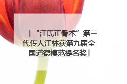 “江氏正骨术”第三代传人江林获第九届全国道德模范提名奖