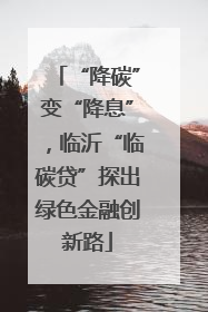 “降碳”变“降息”，临沂“临碳贷”探出绿色金融创新路