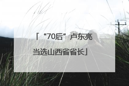 “70后”卢东亮当选山西省省长