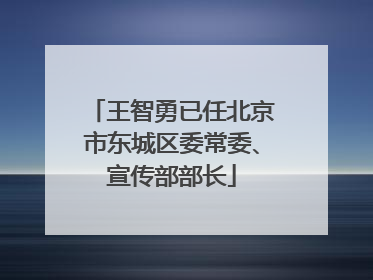 王智勇已任北京市东城区委常委、宣传部部长