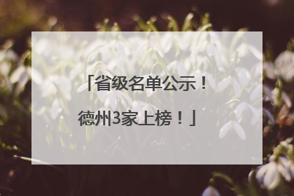 省级名单公示！德州3家上榜！
