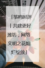 筝鸣时评丨共建更好潍坊，网络文明之花灿烂绽放