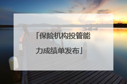 保险机构投管能力成绩单发布