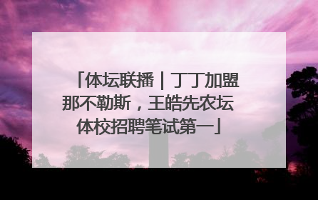 体坛联播｜丁丁加盟那不勒斯，王皓先农坛体校招聘笔试第一