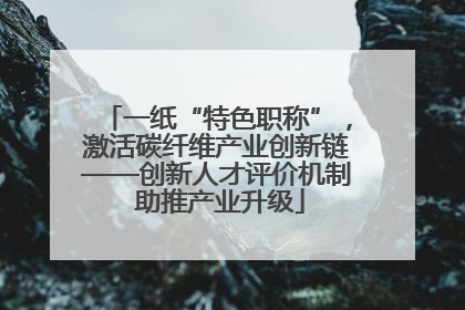 一纸“特色职称”，激活碳纤维产业创新链——创新人才评价机制 助推产业升级