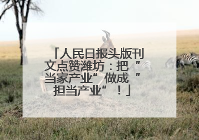 人民日报头版刊文点赞潍坊：把“当家产业”做成“担当产业”！