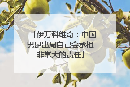 伊万科维奇：中国男足出局自己会承担非常大的责任