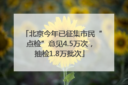 北京今年已征集市民“点检”意见4.5万次，抽检1.8万批次
