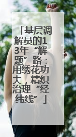 基层调解员的13年“解题”路：用绣花功夫，精织治理“经纬线”