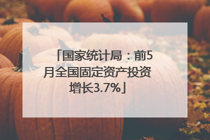 国家统计局：前5月全国固定资产投资增长3.7%