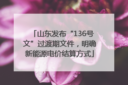 山东发布“136号文”过渡期文件，明确新能源电价结算方式