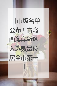 市级名单公布！青岛西海岸新区入选数量位居全市第一