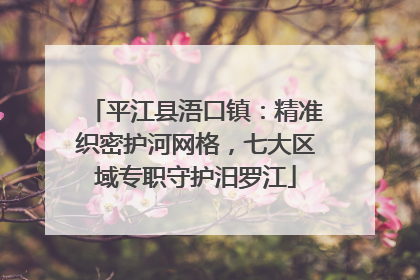 平江县浯口镇：精准织密护河网格，七大区域专职守护汨罗江