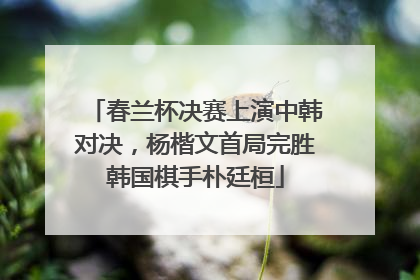 春兰杯决赛上演中韩对决，杨楷文首局完胜韩国棋手朴廷桓