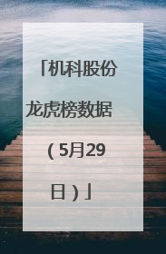 机科股份龙虎榜数据（5月29日）
