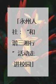 永州人社：“和谐三湘行”活动走进校园