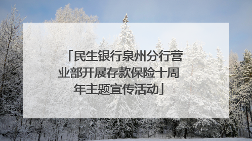 民生银行泉州分行营业部开展存款保险十周年主题宣传活动