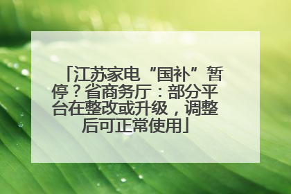 江苏家电“国补”暂停？省商务厅：部分平台在整改或升级，调整后可正常使用