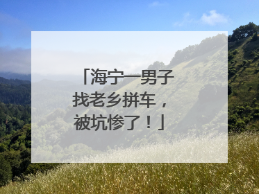 海宁一男子找老乡拼车，被坑惨了！
