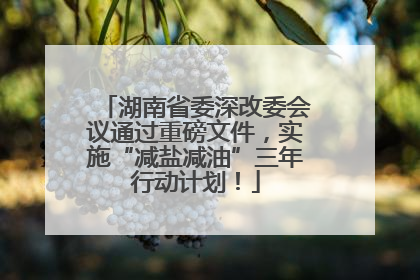 湖南省委深改委会议通过重磅文件，实施“减盐减油”三年行动计划！