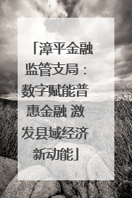 漳平金融监管支局：数字赋能普惠金融 激发县域经济新动能