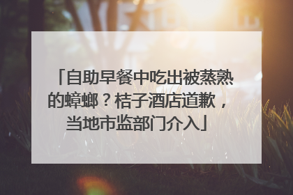 自助早餐中吃出被蒸熟的蟑螂？桔子酒店道歉，当地市监部门介入