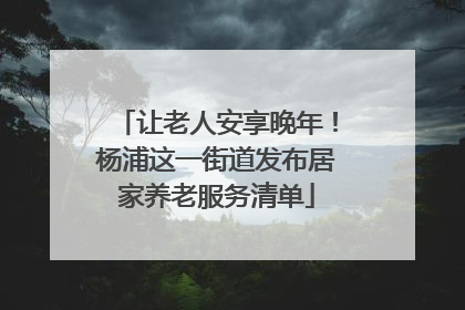 让老人安享晚年！杨浦这一街道发布居家养老服务清单
