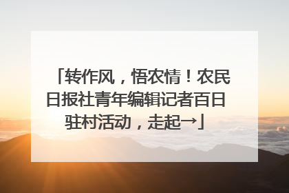 转作风，悟农情！农民日报社青年编辑记者百日驻村活动，走起→