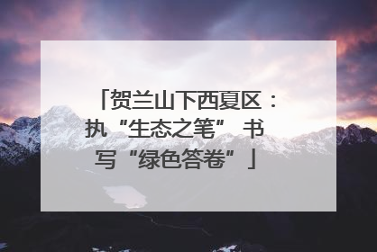 贺兰山下西夏区：执“生态之笔” 书写“绿色答卷”