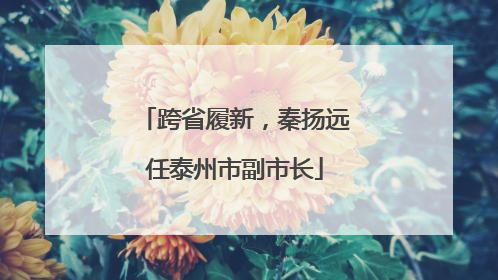 跨省履新，秦扬远任泰州市副市长