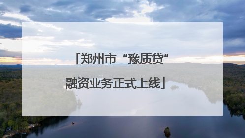 郑州市“豫质贷”融资业务正式上线