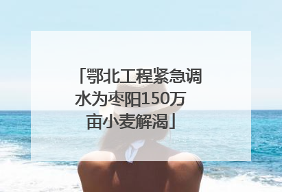 鄂北工程紧急调水为枣阳150万亩小麦解渴