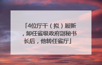 4位厅干（拟）履新，卸任省级政府副秘书长后，他转任省厅